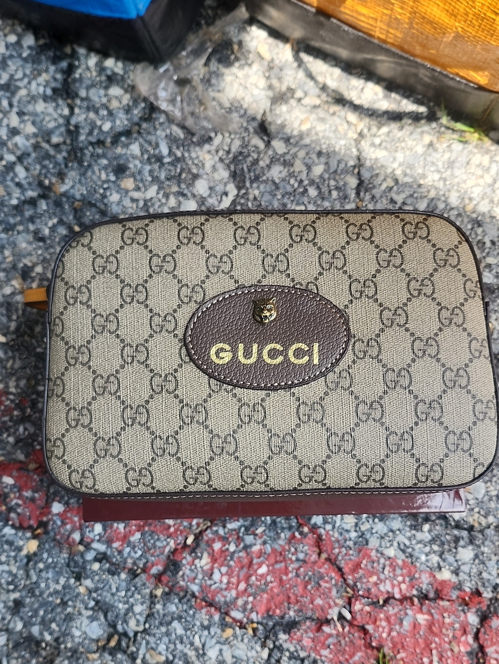 Fashion Beige and Brown Monogram Cosmetic Case with Gold Logo
